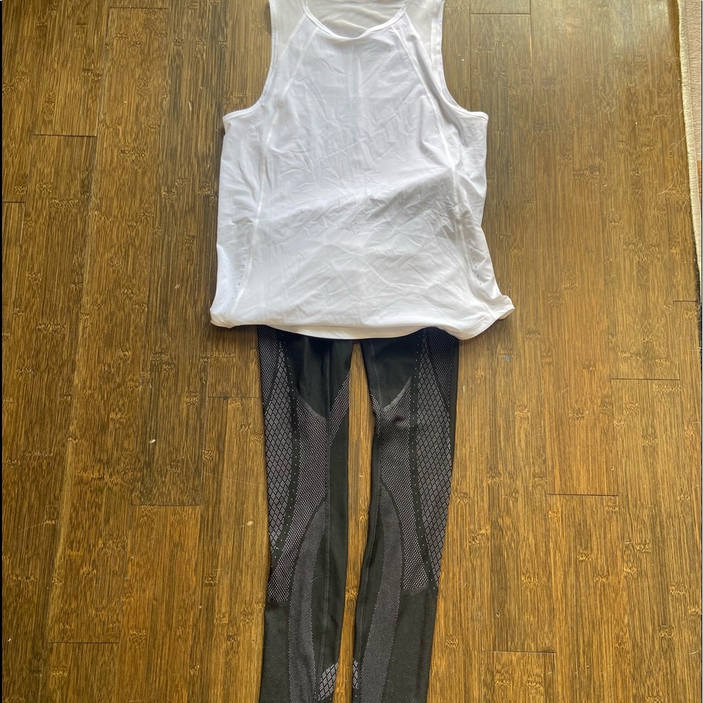 Lululemon outfit- high waisted leggings and sculpt tank top on white